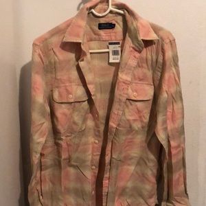 Polo Ralph Lauren womens flannel shirt button up long sleeve medium